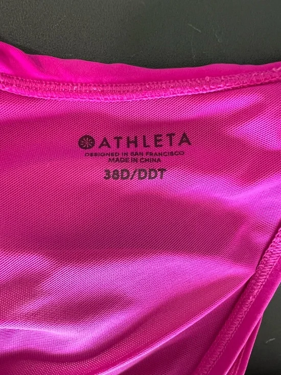 Athleta Womens Faux Wrap Tankini Top Pink Stretch Halter Neck Tie 38D/DDT - Picture 8 of 9